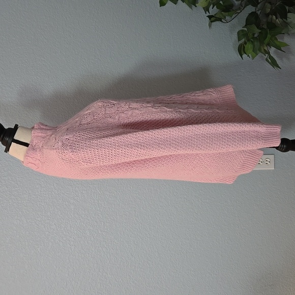 LAUREN RALPH LAUREN Pink Mock Neck Cable Knit Pattern Sweater Sz XL cottagecore - Picture 8 of 12
